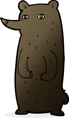 Bir insan tarafından çizilmiş komik karikatür kara ayı.