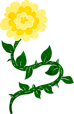 Bir insan tarafından çizilmiş karikatür çiçeği