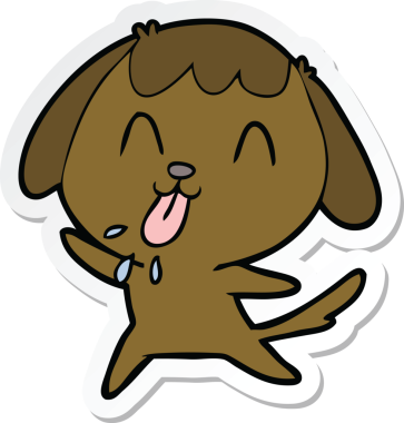 Bir insan tarafından çizilmiş şirin bir köpeğin çıkartması.