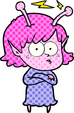 Bir insan tarafından çizilmiş uzaylı kız.