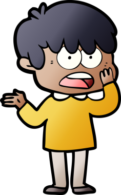 Bir insan tarafından çizilmiş endişeli çizgi film çocuğu.