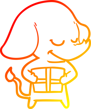 Bir insan tarafından çizilmiş gülümseyen bir filin sıcak çizgi çizimi.