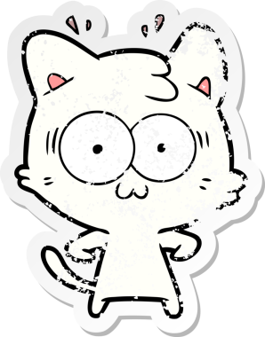 Bir karikatür çıkartması bir insan tarafından çizilmiş kediye şaşırttı.