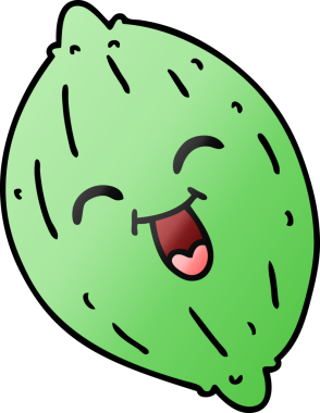 Bir insan tarafından çizilmiş mutlu bir limonun gradyan çizimi.