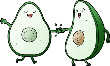 Bir insan tarafından çizilmiş avokado dansı çizgi filmi.