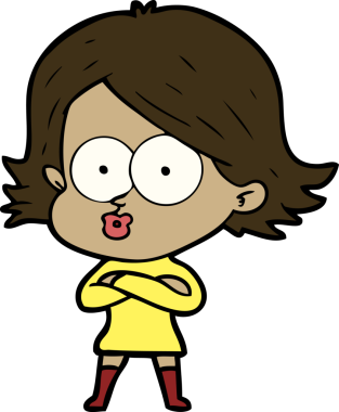 Çizgi film kızı somurtuyor bir insan tarafından