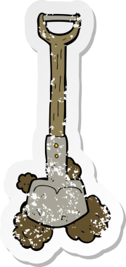 Bir insan tarafından çizilmiş karikatür küreklerinin gerilimli yapıştırması.