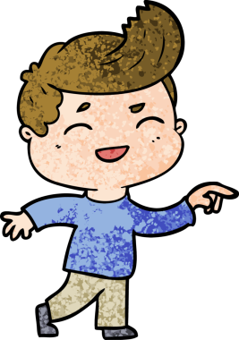 Bir insan tarafından çizilmiş gülen çizgi film adamı.