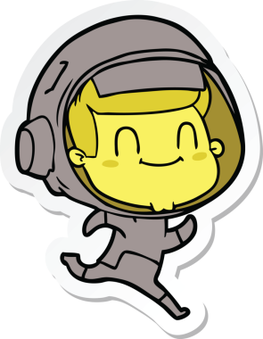 Bir insan tarafından çizilmiş mutlu bir astronotun çıkartması.