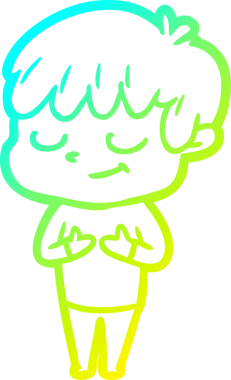 Bir çizgi film karakteri çizen soğuk çizgi bir insan tarafından çizilmiş mutlu çocuk.