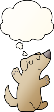 Düşünce baloncuğu olan çizgi film köpeği bir insan tarafından çizilmiş.