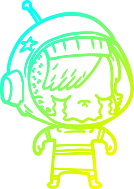 Bir insan tarafından çizilmiş ağlayan astronot bir kızın soğuk gradyan çizimi