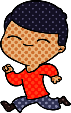 Bir insan tarafından çizilmiş gülümseyen çocuk.