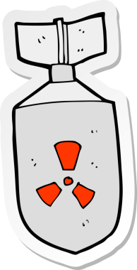 Bir insan tarafından çizilmiş bir nükleer bombanın çıkartması.