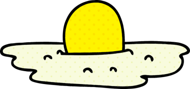 Bir insan tarafından çizilmiş, çizgi roman tarzı garip bir yumurta.