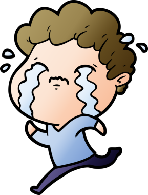 Bir insan tarafından çizilmiş ağlayan çizgi film adamı.