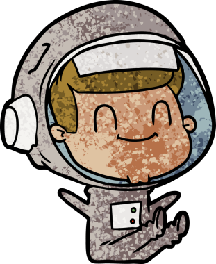 Bir insan tarafından çizilmiş mutlu astronot.