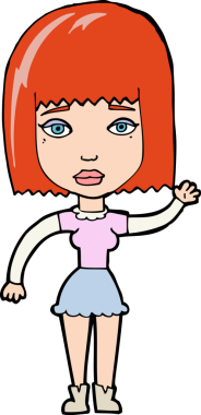 Bir insan tarafından çizilmiş, el sallayan bir kadın.