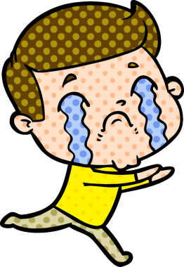 Bir insan tarafından çizilmiş ağlayan çizgi film adamı.