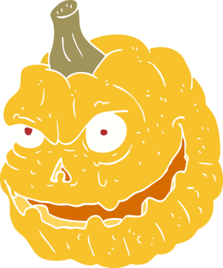 Bir insan tarafından çizilmiş ürkünç balkabağının düz renk çizimi