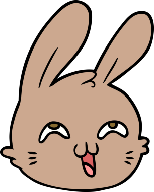 Bir insan tarafından çizilmiş mutlu tavşan yüzü.