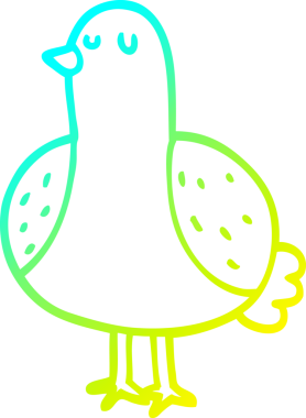 Bir insan tarafından çizilen karikatür kuşunun soğuk gradyan çizgisi