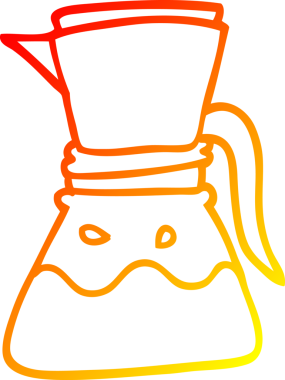 Bir insan tarafından çizilmiş çizgi film filtresi kahve makinesinin sıcak gradyan çizimi