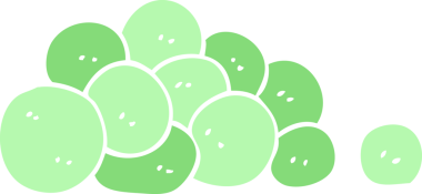 Bir insan tarafından çizilmiş bezelyelerin düz renk çizimi