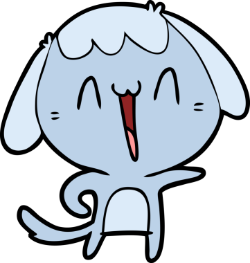 Bir insan tarafından çizilmiş gülen bir köpek.