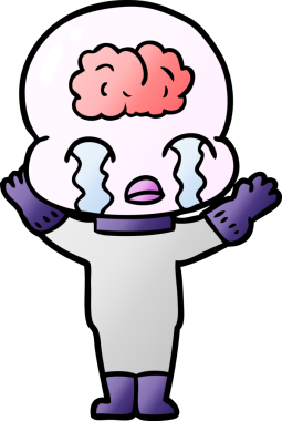 Bir insan tarafından çizilmiş koca beyinli bir uzaylı ağlaması.