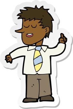 Bir insan tarafından çizilmiş iyi bir fikri olan bir karikatürcünün çıkartması.