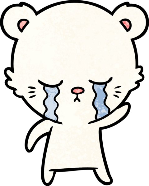 Bir insan tarafından çizilmiş üzgün küçük kutup ayısı çizgi filmi.