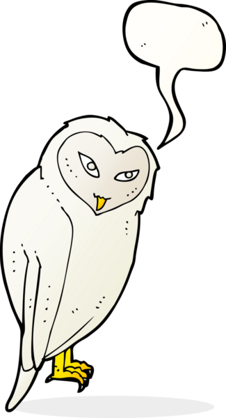 bir insan tarafından çizilmiş konuşma baloncuklu bir baykuş.