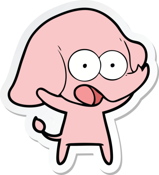 Bir insan tarafından çizilmiş şirin bir fil çıkartması.