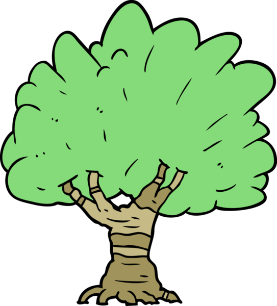 Bir insan tarafından çizilmiş çizgi film ağacı.