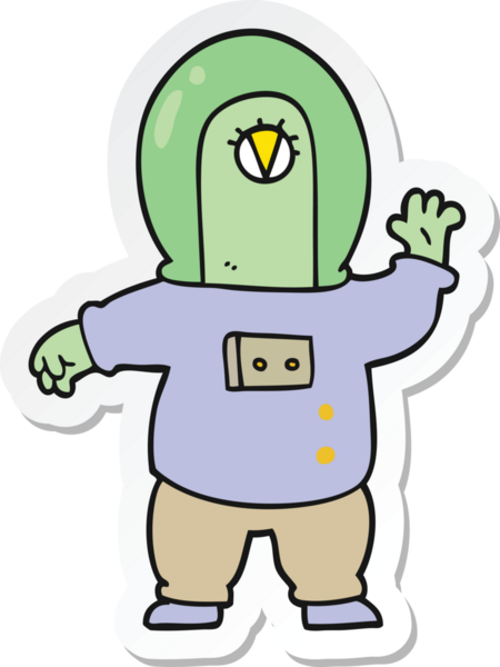 Bir insan tarafından çizilmiş uzay uzaylısının çıkartması.