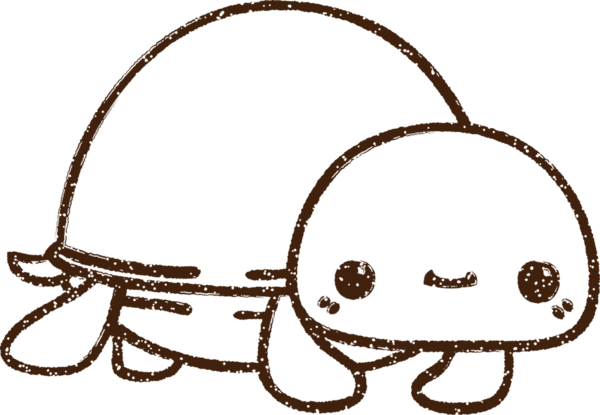 Bir insan tarafından çizilmiş şirin kaplumbağa kömürü.