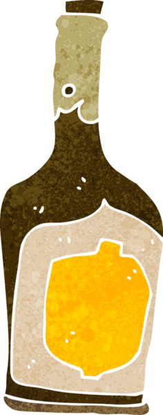 Bir insan tarafından çizilmiş bir şişe rom.