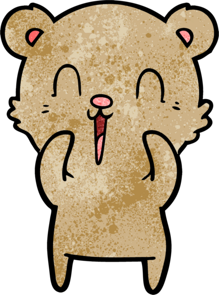 Bir insan tarafından çizilmiş mutlu çizgi film ayısı.