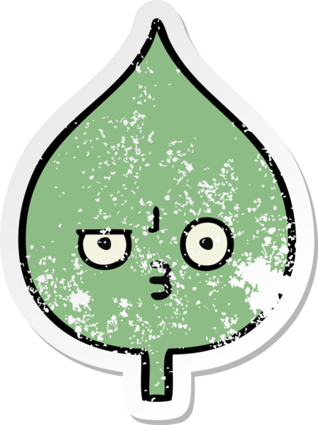 Sevimli bir çizgi film karakterinin sıkıntılı çıkartması. Bir insan tarafından çizilmiş ifade yaprağı.