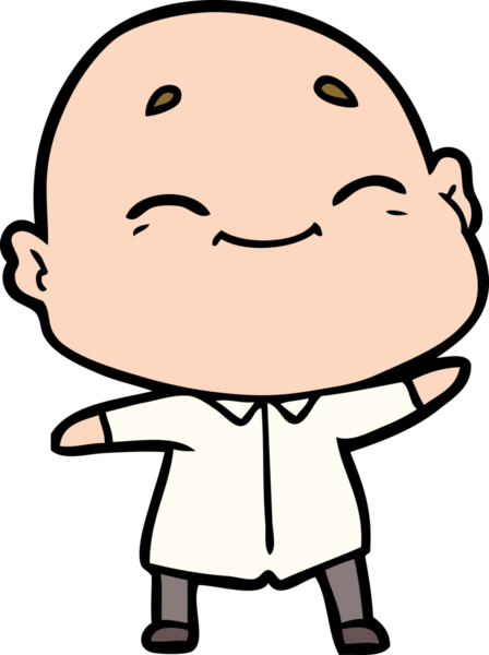 Bir insan tarafından çizilmiş mutlu, kel adam.