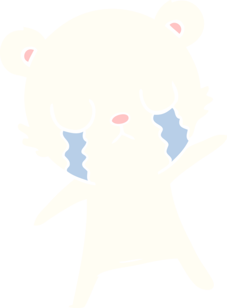 Ağlayan kutup ayısı bir insan tarafından çizilmiş düz renkli çizgi film.