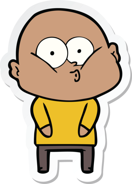 Bir insan tarafından çizilmiş kel bir adamın çıkartması.