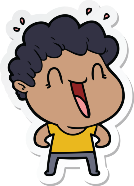 Bir insan tarafından çizilmiş mutlu bir adamın çıkartması.