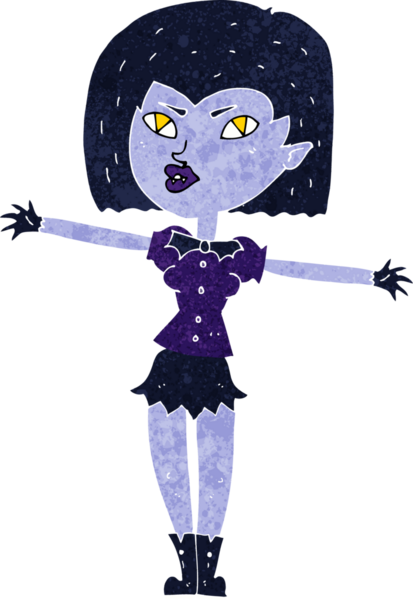 Bir insan tarafından çizilmiş vampir kız çizgi filmi.