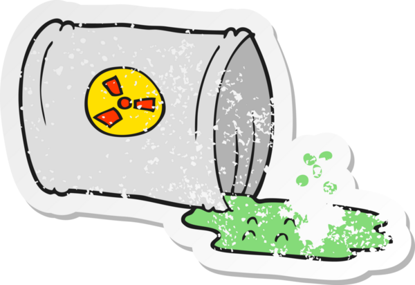 Bir insan tarafından çizilmiş nükleer atığın gerilimli retro yapıştırması.