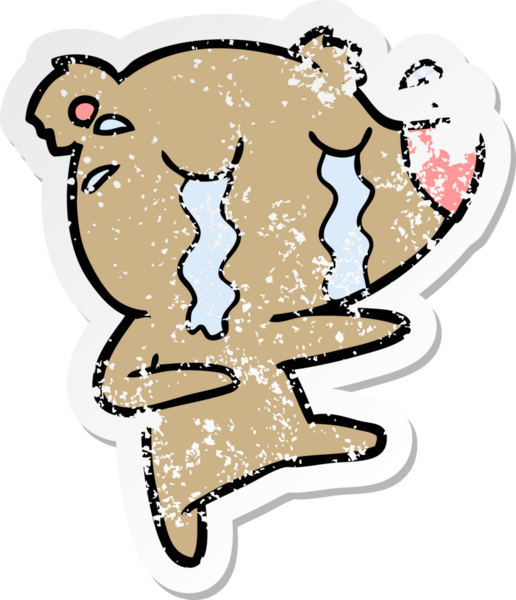 Bir insan tarafından çizilmiş ağlayan bir ayının sıkıntılı çıkartması.