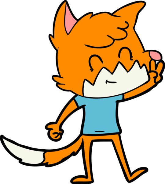 Bir insan tarafından çizilmiş çizgi film dostu tilki.