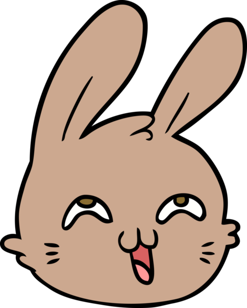 Bir insan tarafından çizilmiş mutlu tavşan yüzü.