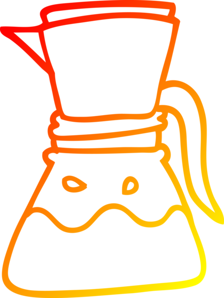 Bir insan tarafından çizilmiş çizgi film filtresi kahve makinesinin sıcak gradyan çizimi